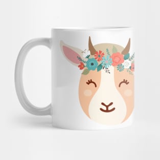 Cute Goat with Flower Crown Mug